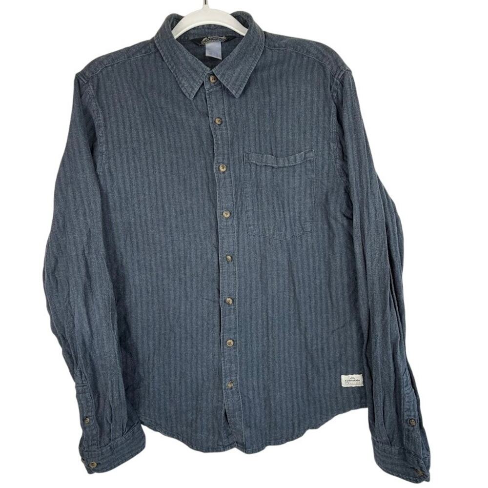 Kathmandu Hemp Cotton Shirt Mens S Blue Striped Button Up Outdoor